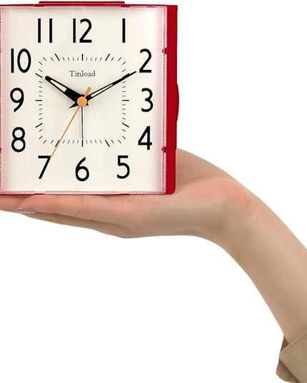 4.7" Vintage Retro Analog Alarm Clock, Super Silent Non Ticking Clock with Night Light, Snooze, Battery Operated, Simply Design, for Living Room, Bedroom, Bedside, Desk, Gift Clock