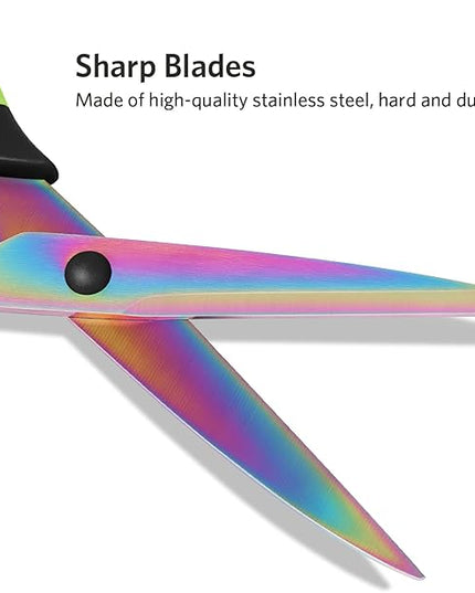 Uaugulft Sewing Scissors, Sharp Titanium Coating Blades, Soft Grip Handle, Multi-Purpose Scissors Set of 3 Suitable for Families, Office, and School Use, Blue Black, Purple Pink and Green Black