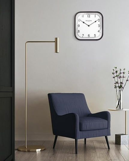 Presentime & Co 10" Anton Vintage Square Clock, Silent No Ticking, Wall & Mantel 2 in 1, Desk and Shelf Clock, Tabletop Décor, Oil Rubbed Bronze Color.