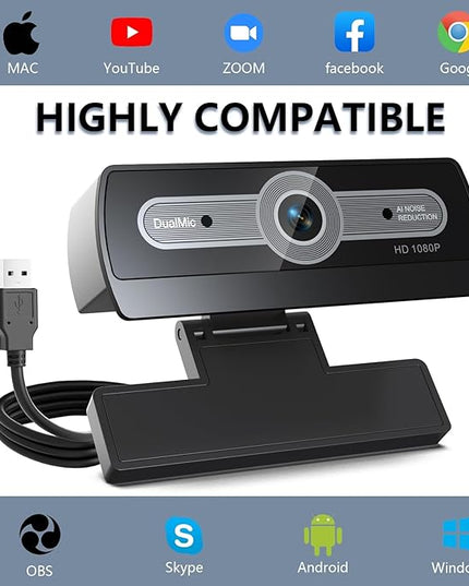 Full HD 1080p Webcam for pc Camera for Computer Laptop Web cam Desktop Streaming Camera Built-in Microphone,Plug & Play USB