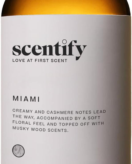 Scentify Miami Aroma Oil Refill Scent for Oil Diffusers - Creamy, Cashmere, Sandalwood, Musk Scents - Luxurious Relaxing Aromatherapy Diffuser Fragrance 470ml, 16 oz