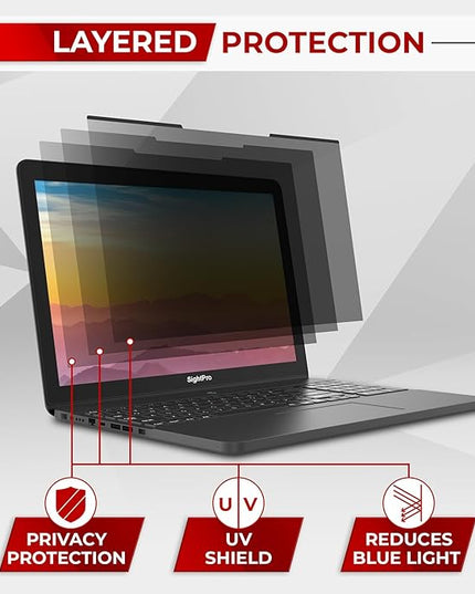 SightPro Magnetic Laptop Privacy Screen 14 Inch 16:9 - Removable Computer Privacy Filter Shield and Protector
