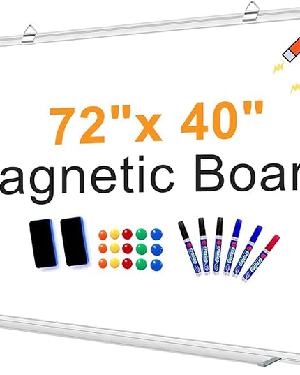 H-Qprobd Large White Board Dry Erase Board for Wall 72"X40" Magnetic Whiteboard with Long Pen Tray, Presentation Dry Erase Boards for Office, Classroom, School, Home