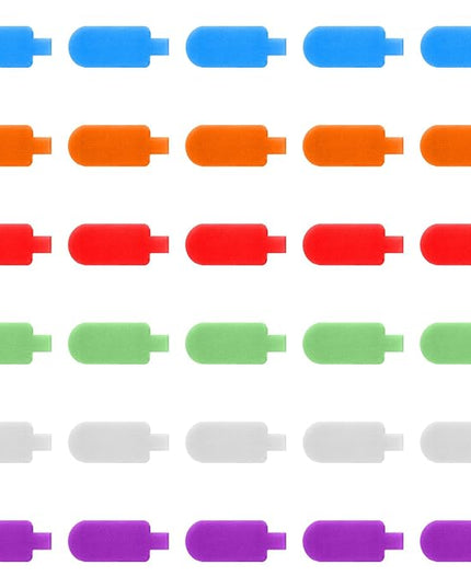 30 Pcs Cable Labels, Multi-Color Write-On Reusable Cord Labels Tags for Wire Management Identification, Nylon Cord Label for Computer Electronic Charging Cables Organization (6 Colors)