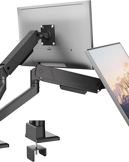 monTEK Dual Monitor Mount Monitor Arms for 2 Monitors for 17 to 35 Inch Curved Screen Holds 35 Lbs Adjustable Heavy Duty Monitor Desk Mount Cable Management, VESA 75/100mm,MA1007BK-D