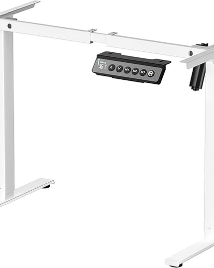 Electric Standing Desk Frame, Single Motor Height Adjustable Desk Legs with 4 Memory Presets, Lifts up to 46.8 in, 176 lb Capacity, White Frame Only