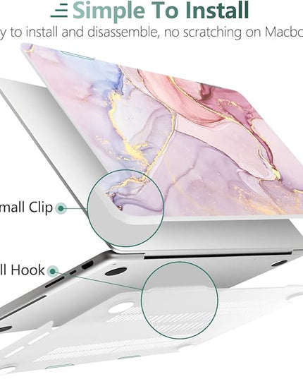 DONGKE Case for M5 MacBook Pro 14 inch 2025 2024-2021 M4 M3 M2 M1, Plastic Hard Shell Cover Compatible with A3434 A3112 A3401 A3185 A2992 A2779 A2442, Retina XDR Display & Touch ID, Pink Marble