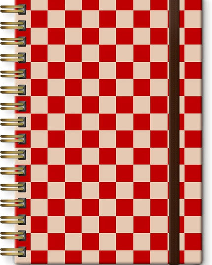 Spiral Journal Notebook, A5 Cute Notebooks for Women Men, College Ruled Hardcover Notebook for Work & Note Taking, 60 Pages Double-Wire Journals for Writing, Cute Red Checkered