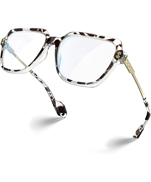 VISOONE Oversized Blue Light Blocking Glasses with Chic Square TR90 Frame and Metal Temple for Women Men REMY