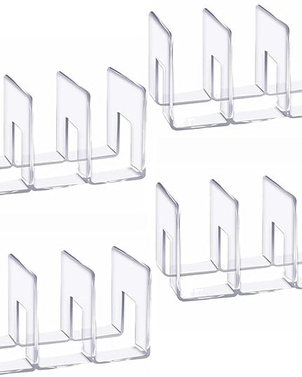 4PCS 3 Sections (Wide 4.2inch) Acrylic Wallet Organizer for Closet, Handbag Storage, Book, Bag, Desktop File, Desktop Accessories Organizer (Clear)