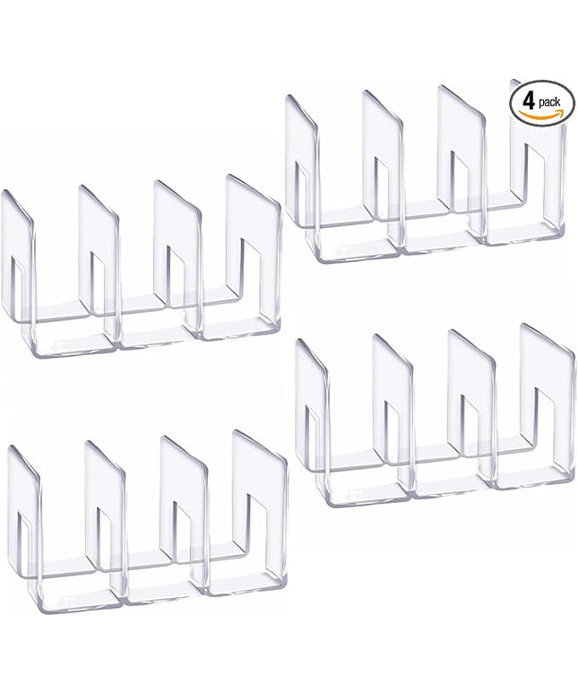 4PCS 3 Sections (Wide 4.2inch) Acrylic Wallet Organizer for Closet, Handbag Storage, Book, Bag, Desktop File, Desktop Accessories Organizer (Clear)