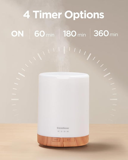 InnoGear 300ML Essential Oil Diffuser, Premium 5-in-1 Ultrasonic Aromatherapy Diffusers Scent Humidifier Aroma Diffuser Vaporizer Auto-Off Timer for Room Office Home, Yellow, Medium