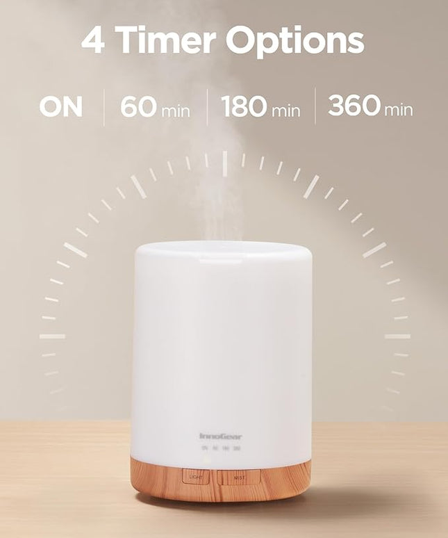 InnoGear 300ML Essential Oil Diffuser, Premium 5-in-1 Ultrasonic Aromatherapy Diffusers Scent Humidifier Aroma Diffuser Vaporizer Auto-Off Timer for Room Office Home, Yellow, Medium