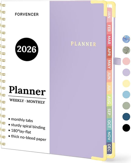 2026 Planner, Forvencer Calendar Planner Weekly and Monthly, Jan 2026-Dec 2026, 8.5" X 11", Hardcover Agenda Book, Daily Journal Organizer with Inner Pocket, Notebook for Office School, A4, Purple