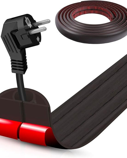 Floor Cord Cover Self Adhesive Cord Hider,10FT Cable Management, Extension Strip Protector for Wires, Prevent Cable Trips for Offices, Gyms, Exhibitions Cavity:0.39"(W) x 0.27"(H) Black Wood