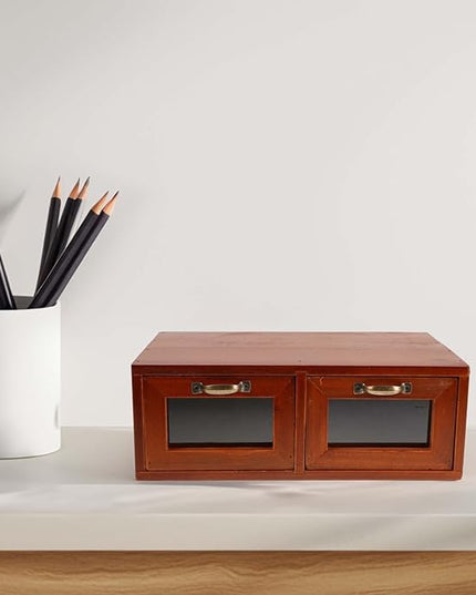 Wooden Monitor Stand Riser with Acrylic Drawers Desk Storage Organizer Desktop Shelf for Home Office Workspace Computer Accessories