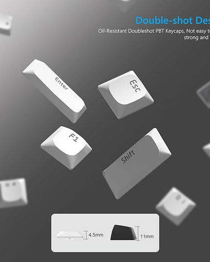 Womier Keycaps, Low Profile Keycaps, Shine Through Custom PBT Keyboard Key caps for 60% 65% 75% 80% 100% Cherry Gateron MX Switches Mechanical Keyboard,White Backlight