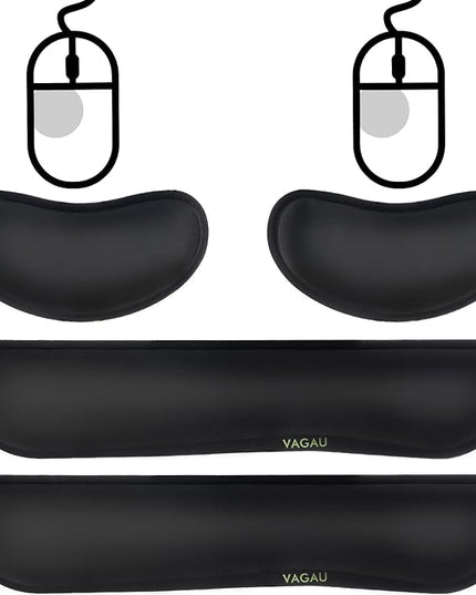 VAGAU Premium Keyboard Wrist Rest and Mouse Pad Wrist Support, Ergonomic Memory Foam Set for Office, Laptop, Mac, Computer and Gaming, Comfortable Typing &Wrist Pain Relief (2 Pack)