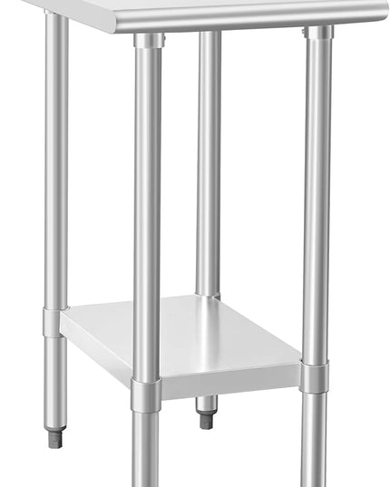 HARDURA Stainless Steel Commercial Work Table Prep Work Metal Table 24×18 Inches with Undershelf and 2" Backsplash Heavy Duty NSF 430 for Kitchen Food Prep