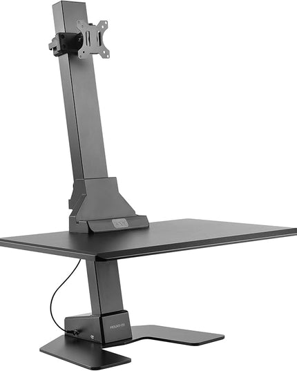 Mount-It! Electric Standing Desk Converter - Motorized Sit-Stand Desk Riser with Monitor Mount, Standup Powered Desktop Lift for Single Monitor up to 32", 28" Wide Keyboard Tray, Adjustable Height
