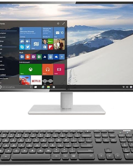 Arteck 2.4G Wireless Keyboard Ultra Slim Full Size Keyboard with Numeric Keypad and Media Hotkey for Computer/Desktop/PC/Laptop/Surface/Smart TV and Windows 10/8/ 7 Built-in Rechargeable Battery