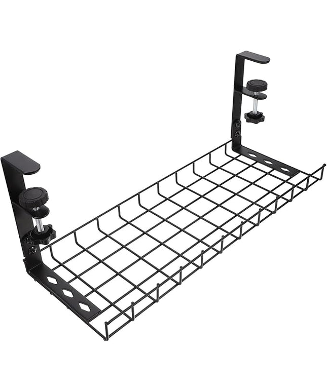 Under Desk Cable Management Tray Cable Organizer Rack No Drill Black 500Mm Large Capacity Cord Holder for Office and Home Desk Storage