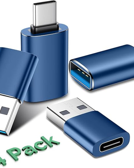 Temdan USB to USB C Adapter,Car Charger OTG Converter Compatible with MacBook Pro Air 2024,Samsung Notebook and More Type C,for iPhone 17 16 15 Air Plus Pro Max,OTG Adapters-Blue