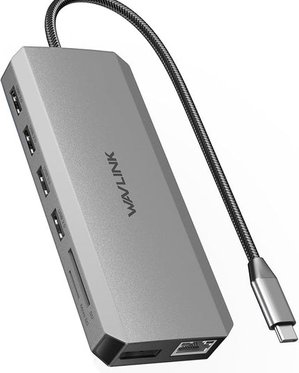 WAVLINK USB C Docking Station Dual Monitor for Laptop Dell/Lenovo/HP/XPS, USB-C Hub Multiport Adapter Dongle Dock with 2 HDMI, DisplayPort, Ethernet Hub, 87W Power Delivery, SD Card Reader, Audio