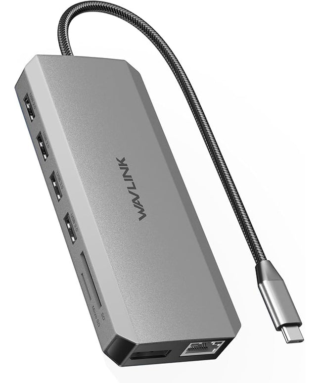 WAVLINK USB C Docking Station Dual Monitor for Laptop Dell/Lenovo/HP/XPS, USB-C Hub Multiport Adapter Dongle Dock with 2 HDMI, DisplayPort, Ethernet Hub, 87W Power Delivery, SD Card Reader, Audio