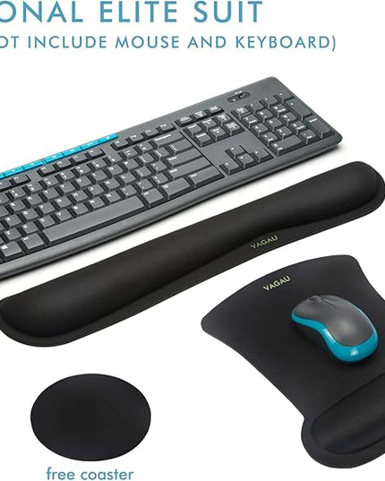 VAGAU Premium Keyboard Wrist Rest and Mouse Pad Wrist Support, Ergonomic Memory Foam Set for Office, Laptop, Mac, Computer and Gaming, Comfortable Typing &Wrist Pain Relief (C-Black)