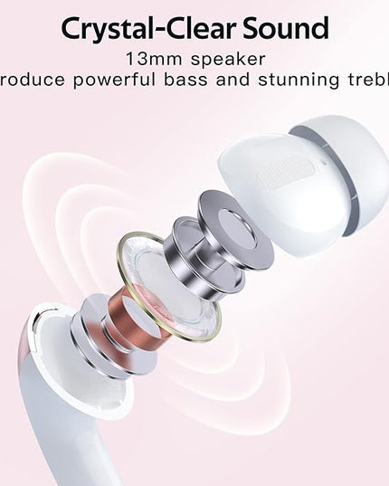 TAGRY 2 Sets X08 Pink and Phantom Purple Bluetooth Headphones True Wireless Earbuds 60H Playback Ear Buds with Wireless Charging Case in-Ear Earbuds with Mic
