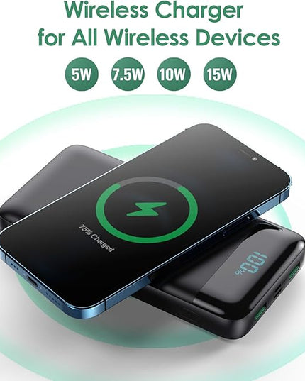 Wireless Portable Charger 30,800mAh,15W Wireless Charging USB C Power Bank,25W PD QC 4.0 Fast Charging 4 Outputs Travel Essentials Battery Pack Compatible with iPhone 17/16/15/14/13/12,Galaxy,Android
