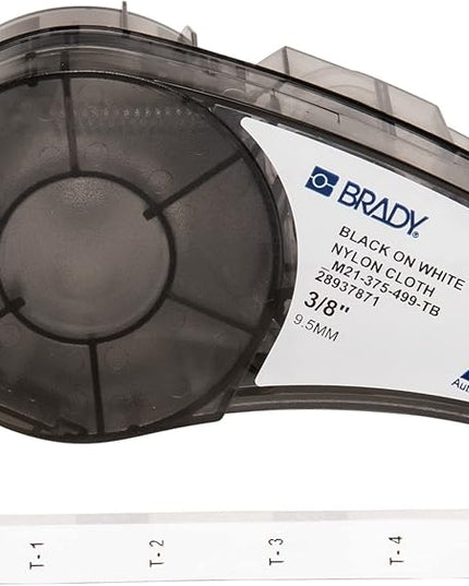 Brady Authentic (M21-375-499-TB) Multi-Purpose Nylon Label for General ID, Wire Marking, and Lab Labeling, Black on White - Designed for M210, M210-LAB, M211, BMP21-PLUS and BMP21-LAB Label Printers