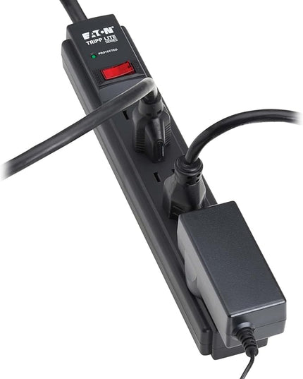 Eaton Tripp Lite Series 6-Outlet Surge Protector Power Strip, 3ft Extension Cord, 600 Joules, 15A Circuit Breaker, Black, Lifetime Manufacturer's Warranty & $10,000 Insurance (TLP63B)