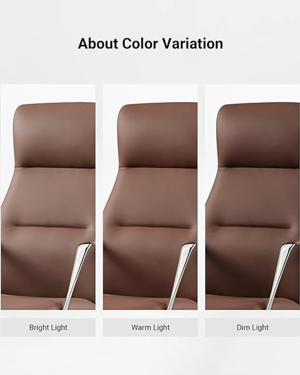 EUREKA ERGONOMIC Royal Slim Executive High Back Brown Leather Office Chair, Home Desk Chair for Adults, Big and Tall with Wheels, Swivel Rolling