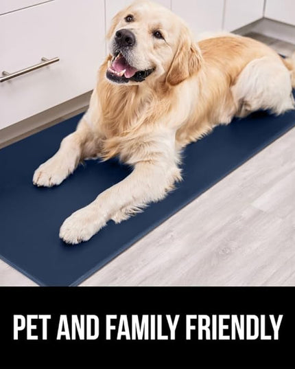 GORILLA GRIP 2 Pack Comfortable Cushioned Kitchen Mats for Floor, 17x29 + 17x59, Waterproof and Stain Resistant, 1/2 Inch Thick Soft Ergonomic Standing Desk Anti Fatigue Mat, Foam Supports Feet, Navy