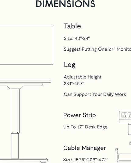 FLEXISPOT EN2 Whole-Piece Standing Desk with Clamp Power Strip, 40 x 24'' Electric Stand Up Height Adjustable Desk with Cable Management (Black Frame + 40" Maple Top, 2 Packages)