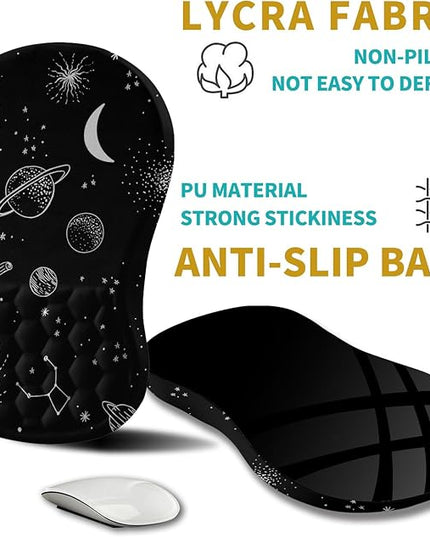 Hokafenle Ergonomic Mouse Pad Wrist Support, Wrist Rest Mousepad for Carpal Tunnel Pain Relief with Integrated Memory Foam Slope Massage Bulge (11.8x7.9 inch,Galaxy