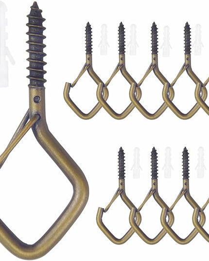 Sexoeie 10 PCS Eye Screw Hooks for Hanging Heavy Duty with Safety Buckle.Metal Ceiling Hooks for Hanging Plants,Cup,Wind Chime,Bird Feeders,String Lights at Indoor&Outdoor,2.36 Inches Black