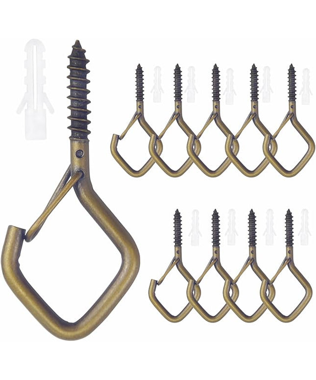 Sexoeie 10 PCS Eye Screw Hooks for Hanging Heavy Duty with Safety Buckle.Metal Ceiling Hooks for Hanging Plants,Cup,Wind Chime,Bird Feeders,String Lights at Indoor&Outdoor,2.36 Inches Black