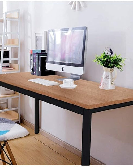 BIBOC 24X55 inches Computer Desk/Dining Table, Office Desk, Composite Wood Board Sturdy Writing Workstation for Home Office Walnut and Black Legs