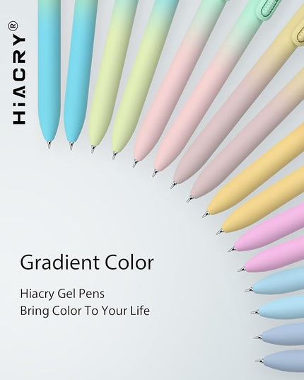 Hiacry 8pc Gel Pens, 0.7mm Black Ink, Medium Tip - Fast-Dry, No Bleed, Gradient Colors for Office & School