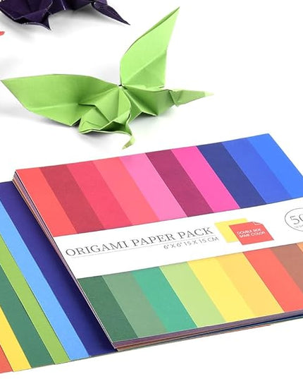Origami Paper Kit 100 Sheets 70GSM 6 Inch Square Double Sided Color 50 Vivid Solid Colors for Hand Crafts Origami Paper Arts Creativity. Solid Color