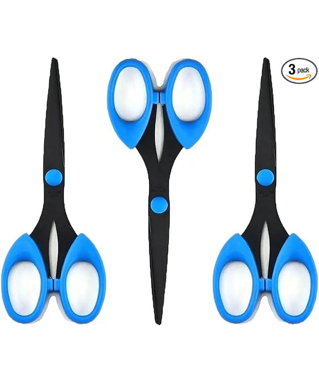 3 Pack 6.5" Multi-Purpose Scissors, Arts and Crafts Scissors,for Office, Home, School and Sewing (Blue)