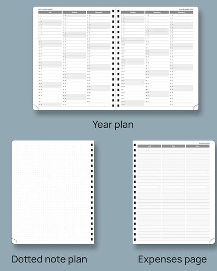 POPRUN 2026 Planner (Large Size 10'' x 8'' Wire-Bound Hard Cover) Daily Weekly and Monthly Calendar - Agenda 2026 (Jan.2026-Dec.2026) with Hourly Schedule, Monthly Tabs - Light Yellow