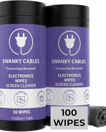 Screen Cleaner Wipes: Electronic Wipes for Screens - Computer Screen Wipes for Lens, Phone, Tv Screen and Monitor Cleaning - Tech Wipes & Microfiber Cloth (Canister, 100 Count)