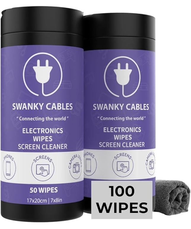 Screen Cleaner Wipes: Electronic Wipes for Screens - Computer Screen Wipes for Lens, Phone, Tv Screen and Monitor Cleaning - Tech Wipes & Microfiber Cloth (Canister, 100 Count)