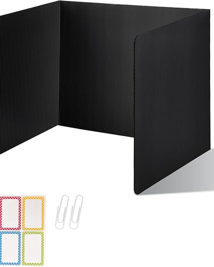 2 Pack Desk Dividers for Students,3-Fold Privacy Screens,Testing Dividers for Classroom Waterproof,Plastic Easy Clean Privacy Shields for Student Includes Extra Labels