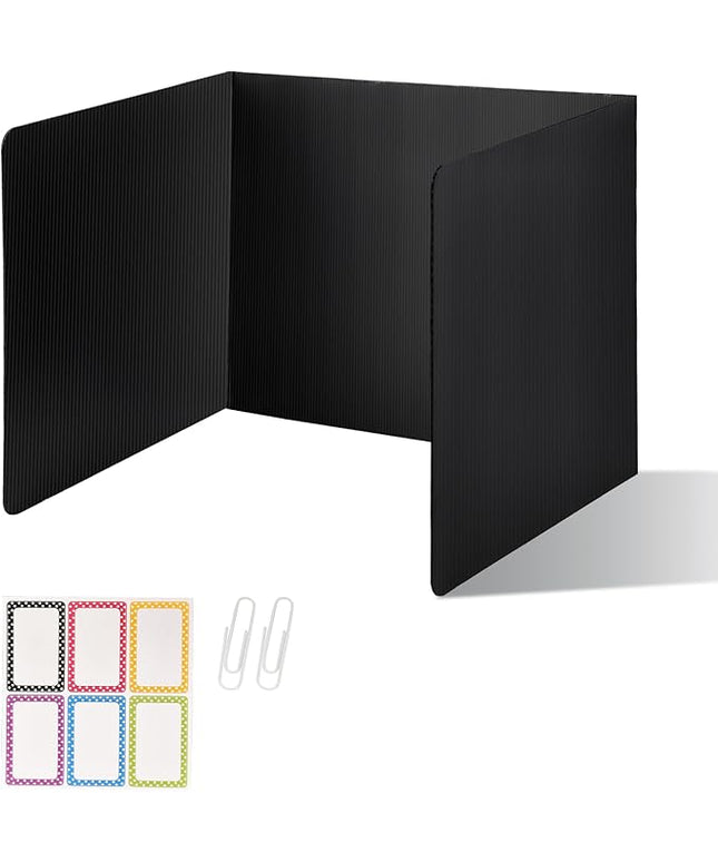 2 Pack Desk Dividers for Students,3-Fold Privacy Screens,Testing Dividers for Classroom Waterproof,Plastic Easy Clean Privacy Shields for Student Includes Extra Labels