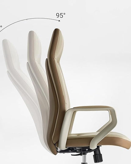 EUREKA ERGONOMIC Clara Executive Office Chair, Faux Leather Computer Task Chair, High Back Swivel Desk Chair with Lumbar Support and 3-Position Recline Lock, Beige-Brown